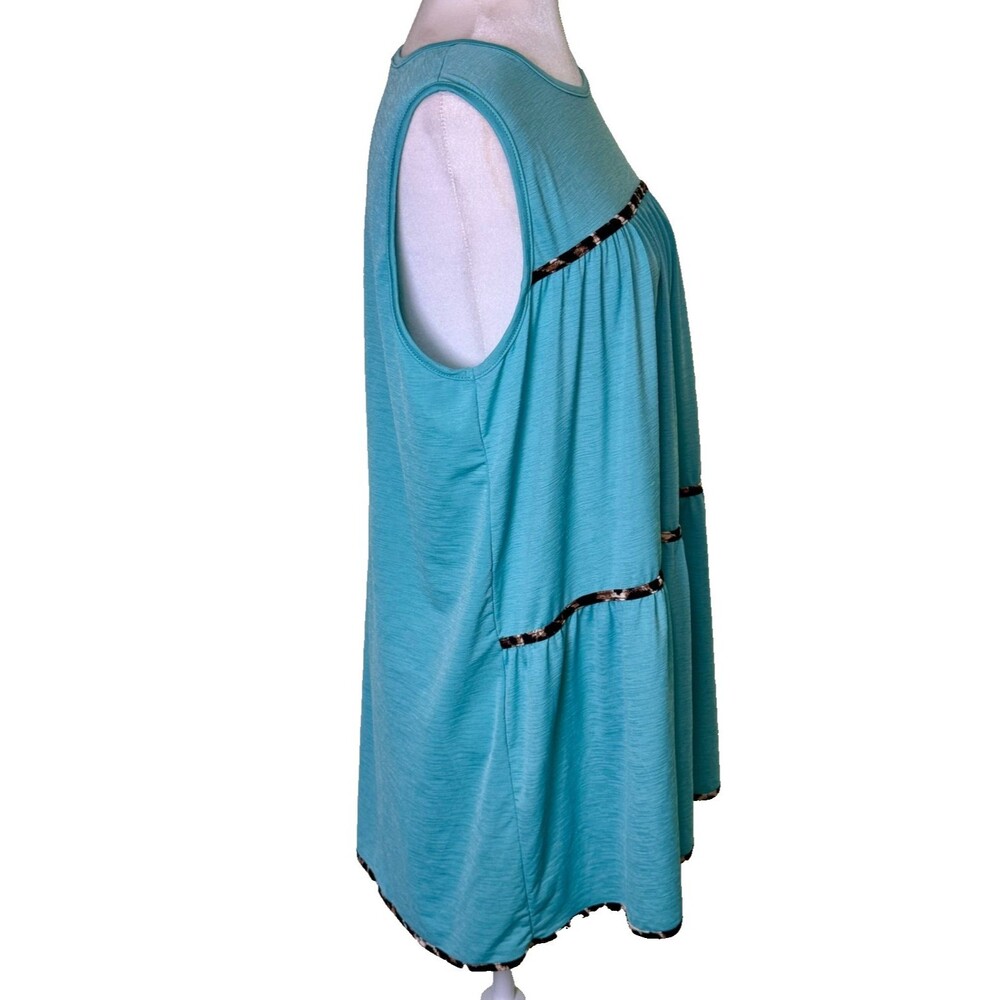 Women's Boho Chic Teal Swing Tiered Tunic Tank Casual Summer Layer‎ Size XL - Picture 4 of 6